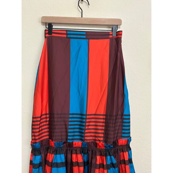 NEW Anthropologie Eva Franco Flounced Skirt Size 6 Midi Striped Western Autumn - Picture 5 of 15